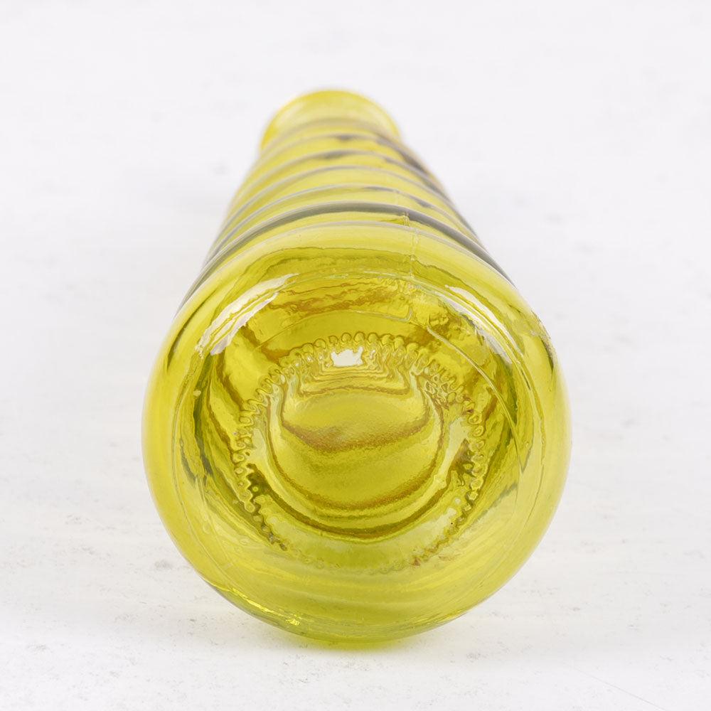 Pale Green/Yellow Horizontal Ribbed Glass Bottle Vase, H18cm