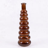 Dark Brown Horizontal Ribbed Glass Bottle Vase, H25cm