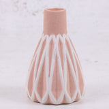 Ridged Patterned Porcelain Vase in Soft Pink, H13.3cm