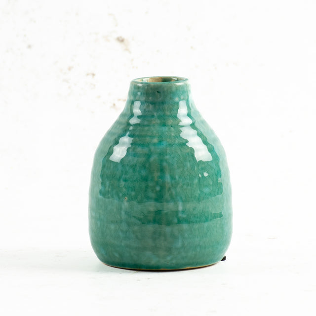 Turquoise Ceramic Vase, H11cm