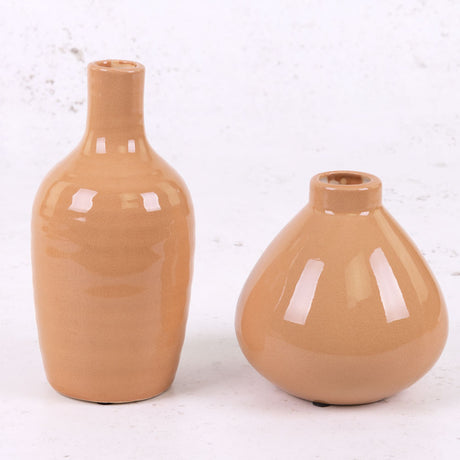 Orange Ceramic Bottle Vase, H18.5cm