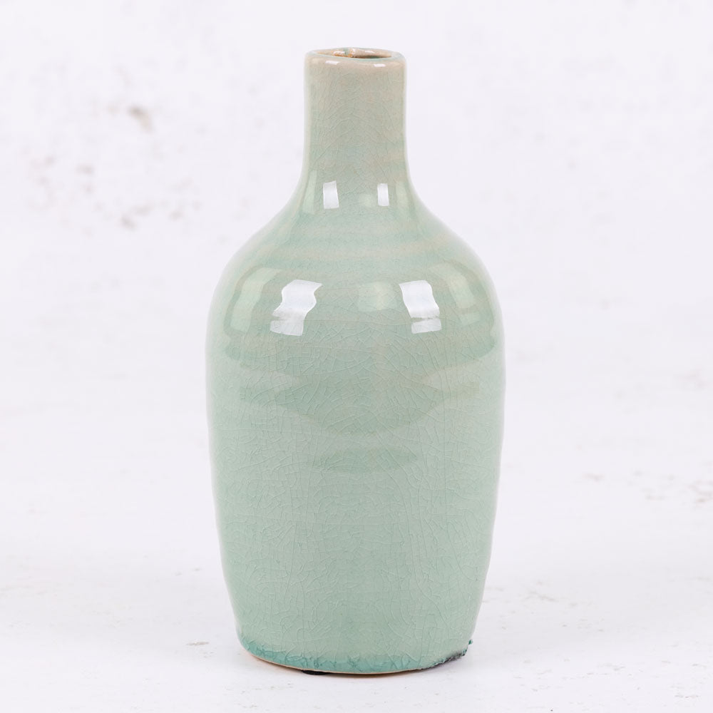 Duck Egg Blue Ceramic Bottle Vase, H18.5cm