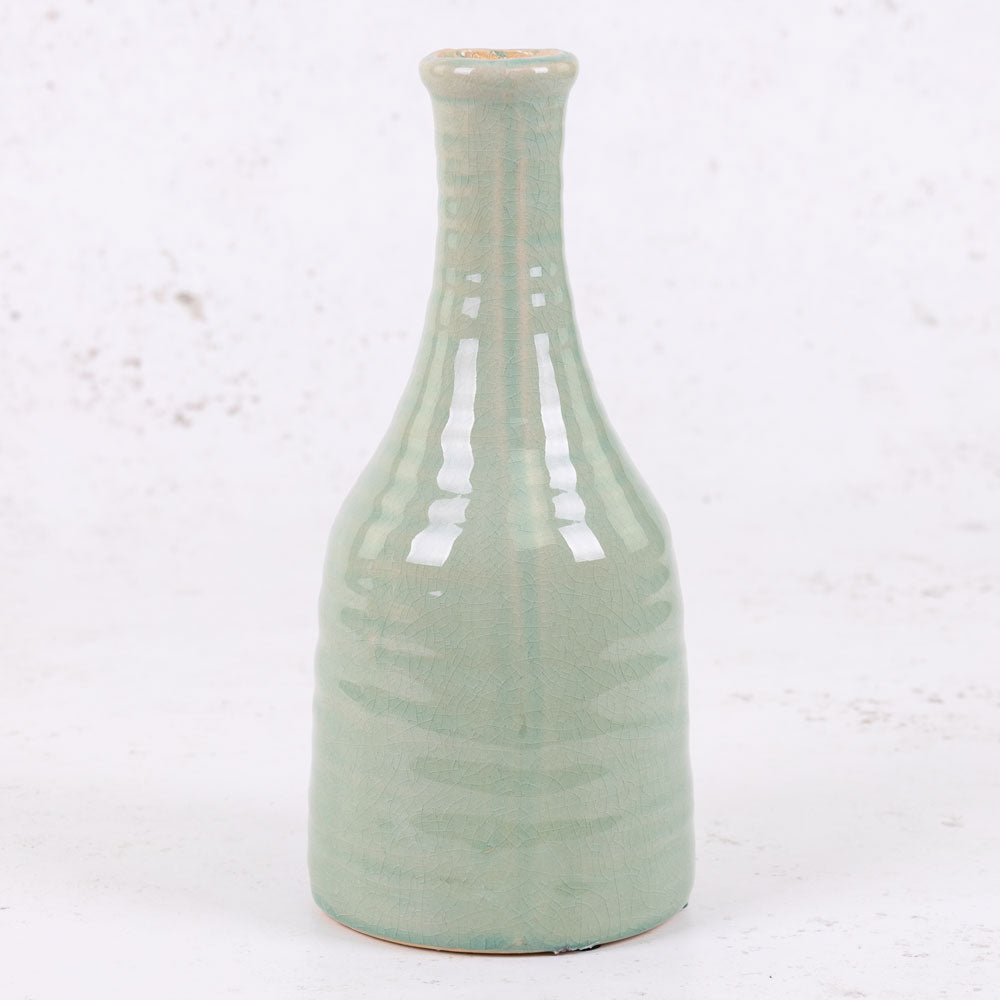 Duck Egg Blue Ceramic Bottle Vase, H23cm
