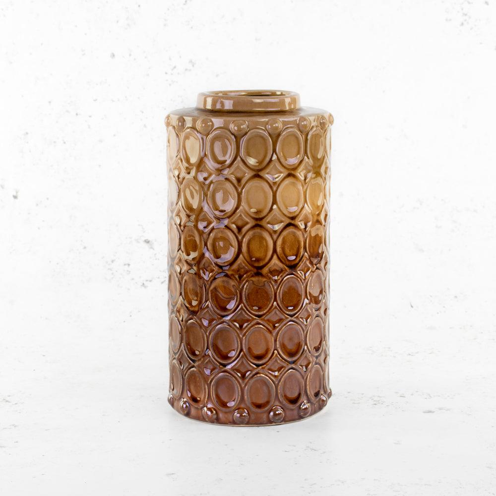 Patterned Brown Ceramic Vase, H27cm