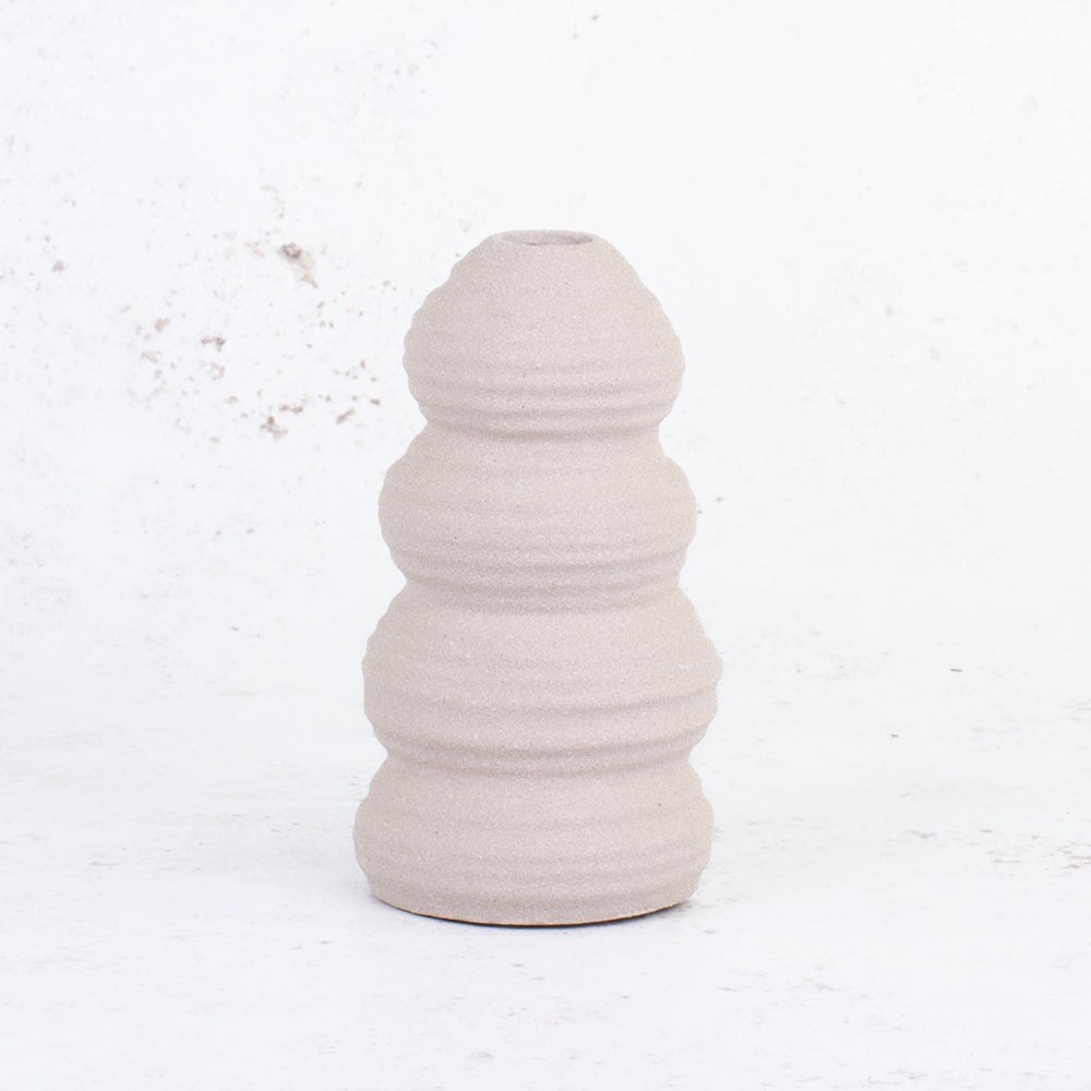 Cream Balancing Stone Ceramic Vase, H15cm