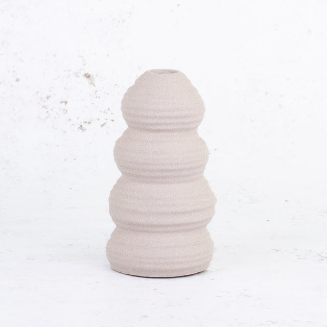 Cream Balancing Stone Ceramic Vase, H15cm