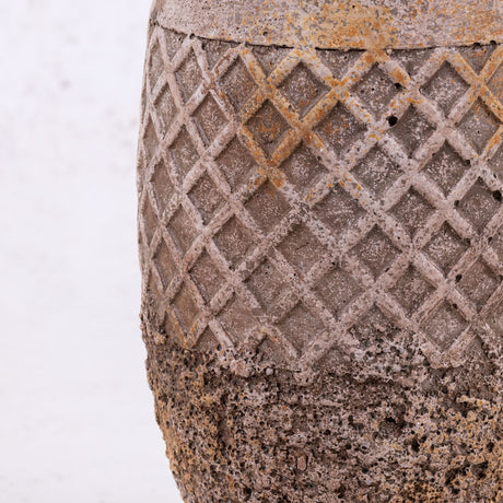 Antique Rust / Brown Cement Vase, H24cm