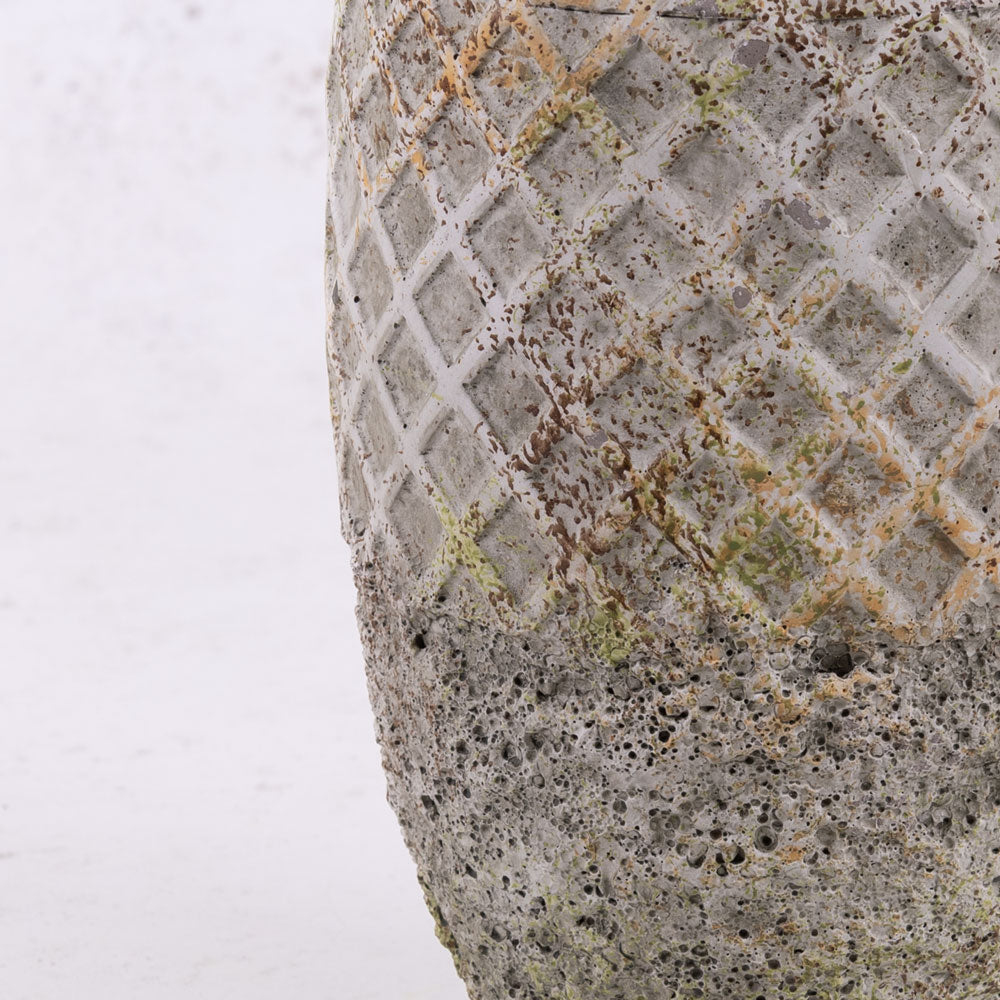 Antique Grey / Green Cement Vase, H24cm