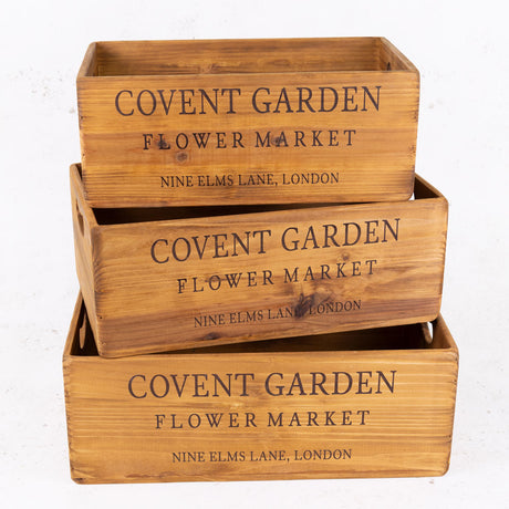 Crates, Wood, Covent Garden, Set x 3