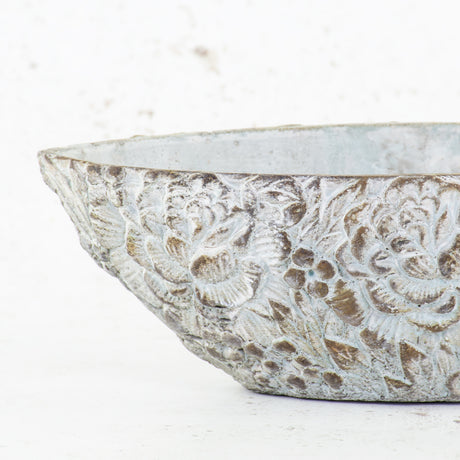 Stone Bowl, Flower Pattern, 28cm