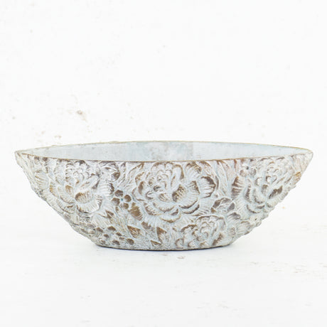 Stone Bowl, Flower Pattern, 28cm
