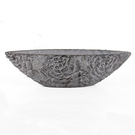 Stone Bowl, Flower Pattern, 37cm