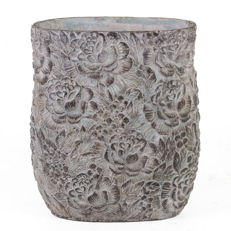 Stone Vase, Flower Pattern, 21 x 25cm
