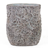 Stone Vase, Flower Pattern, 21 x 25cm