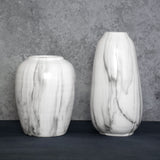 Pair of differet sized Marmoris, Black-White, vases