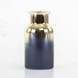 Bottle Vase, 'Flow Glow', Indigo and Gold 12.5cm