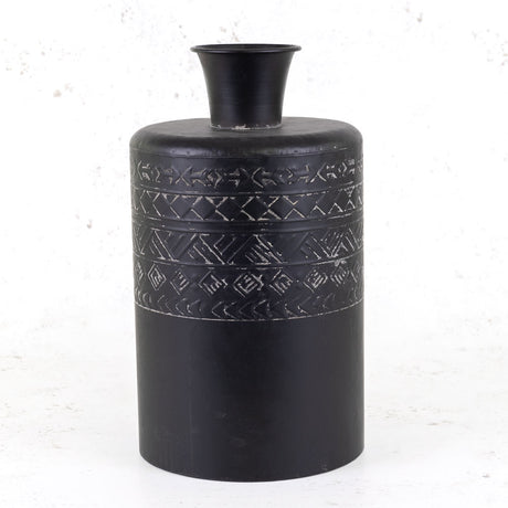 Battambang Metal Vase, Antique Black, 22x36cm