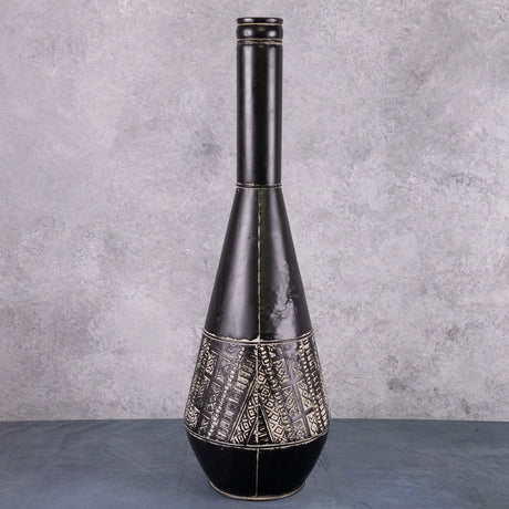 Battambang Metal Vase, Antique Black, 26x75cm