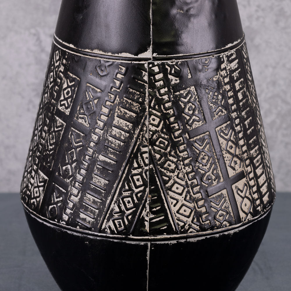 Battambang Metal Vase, Antique Black, 26x75cm