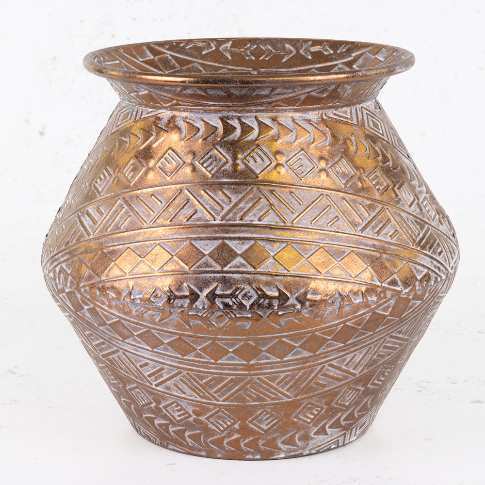 Battambang Metal Vase, Copper, 30x27.5cm