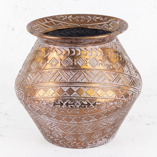 Battambang Metal Vase, Copper, 30x27.5cm