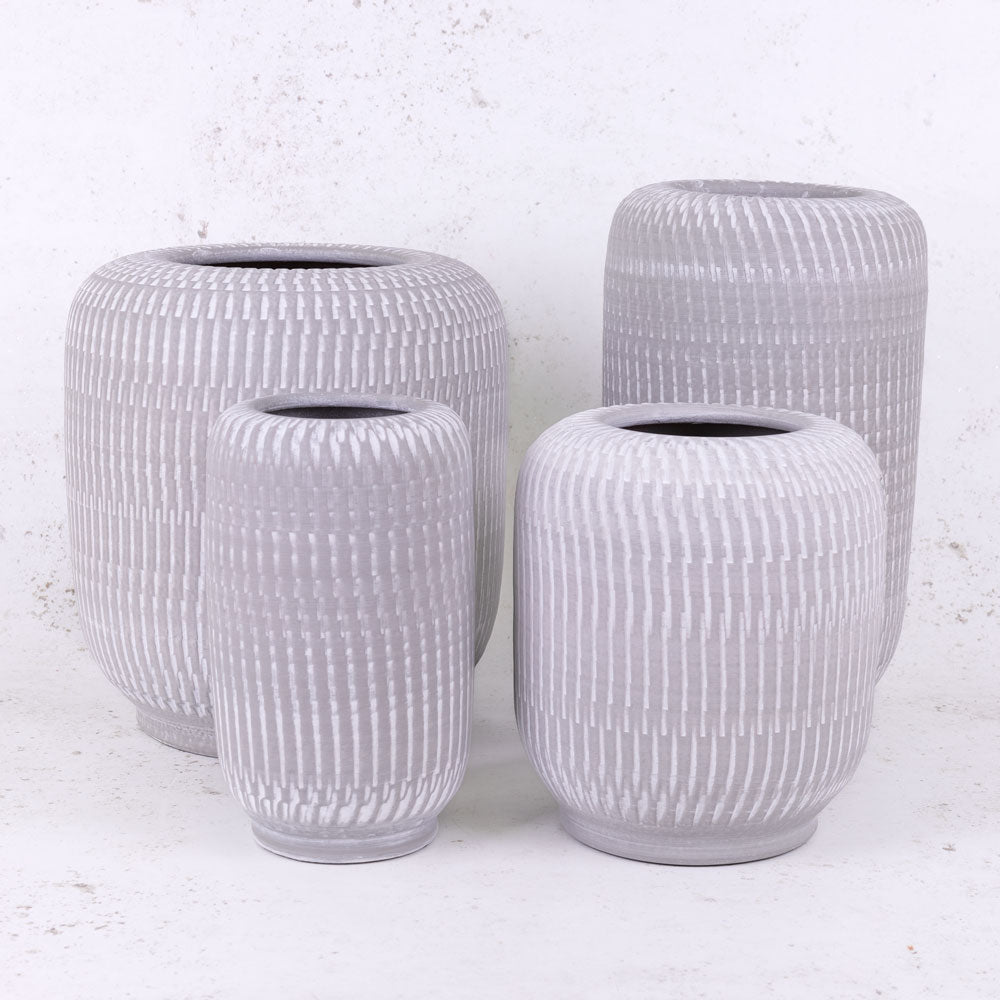 Vase, Terracotta, White, 30cm