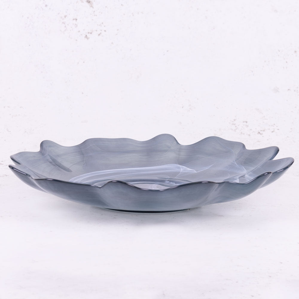 Bowl, Recycled Glass, Grey,33cm