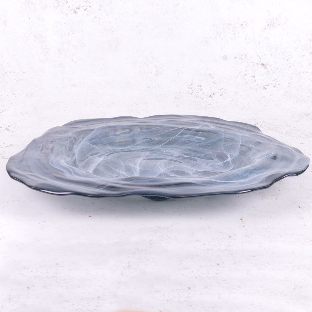 Bowl, Recycled Glass, Grey,46cm