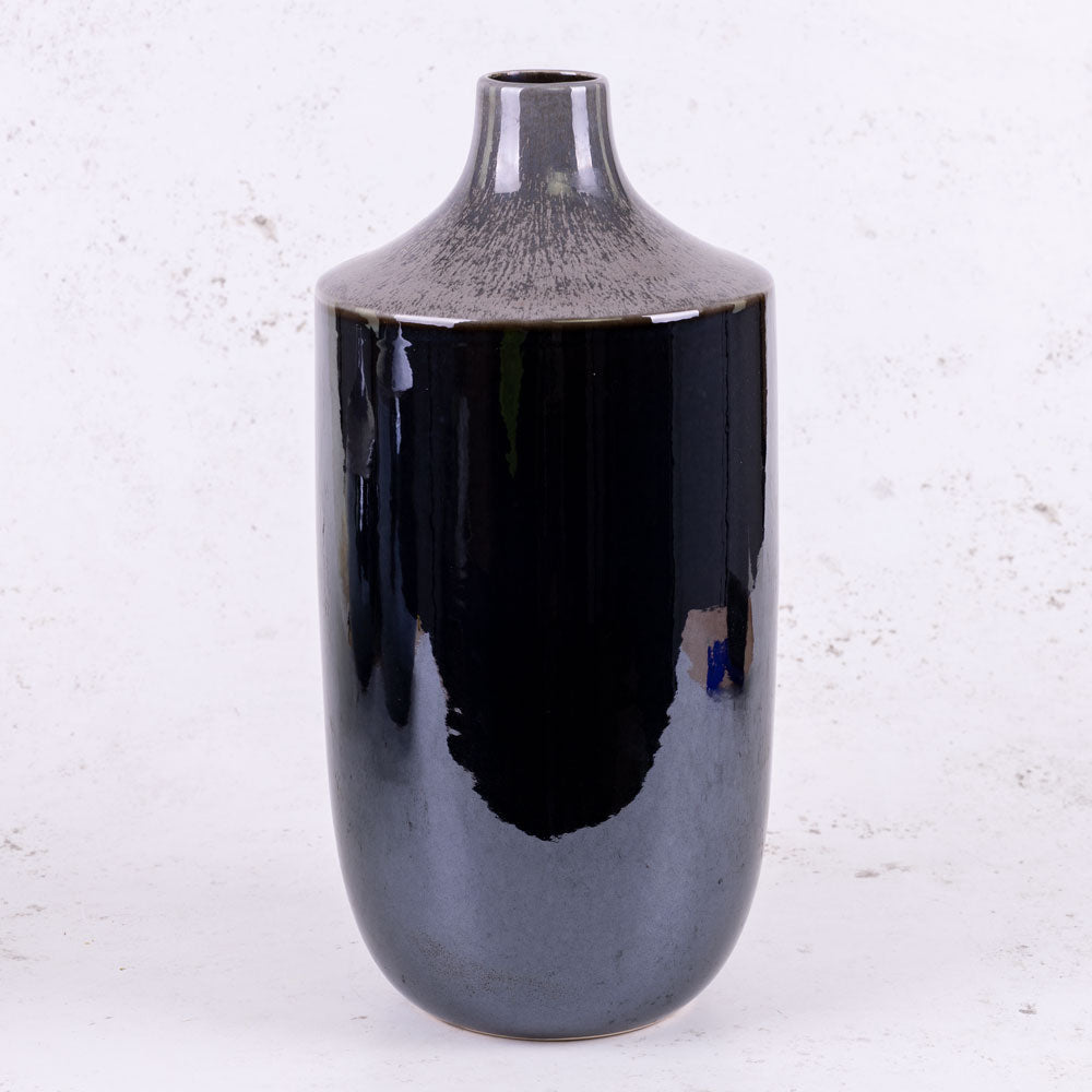 Vase, Ceramic, Black, 18x36cm
