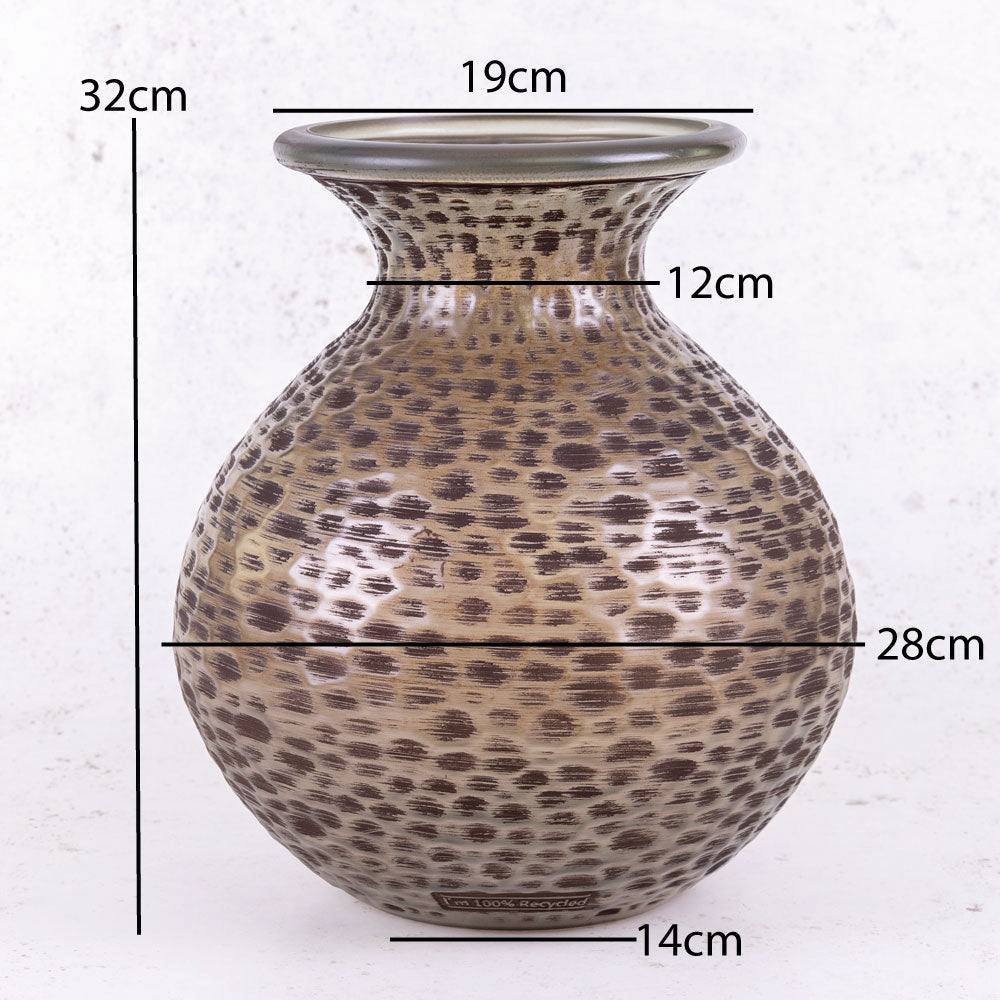 Vase, Recycled Glass, Brown Wash H32cm