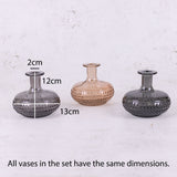 Vase Trio, Recycled Glass, Grey + Amber, 13 x 12cm, per set