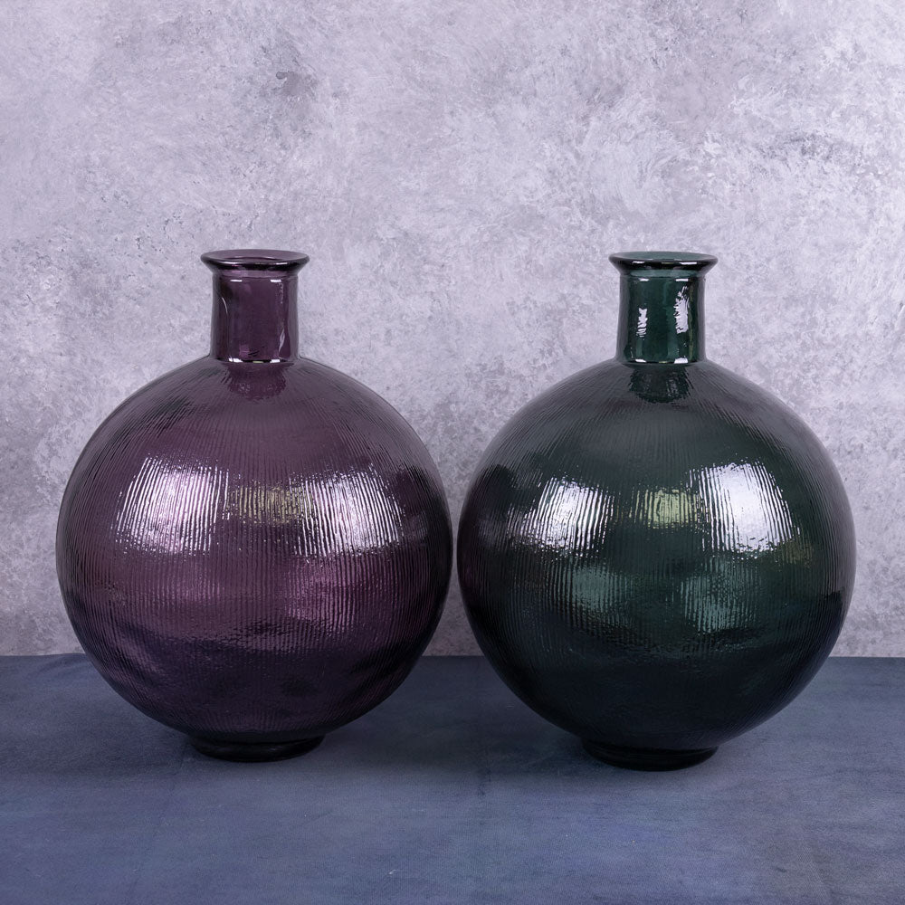 Vase, Recycled Glass, Purple, 34x42cm