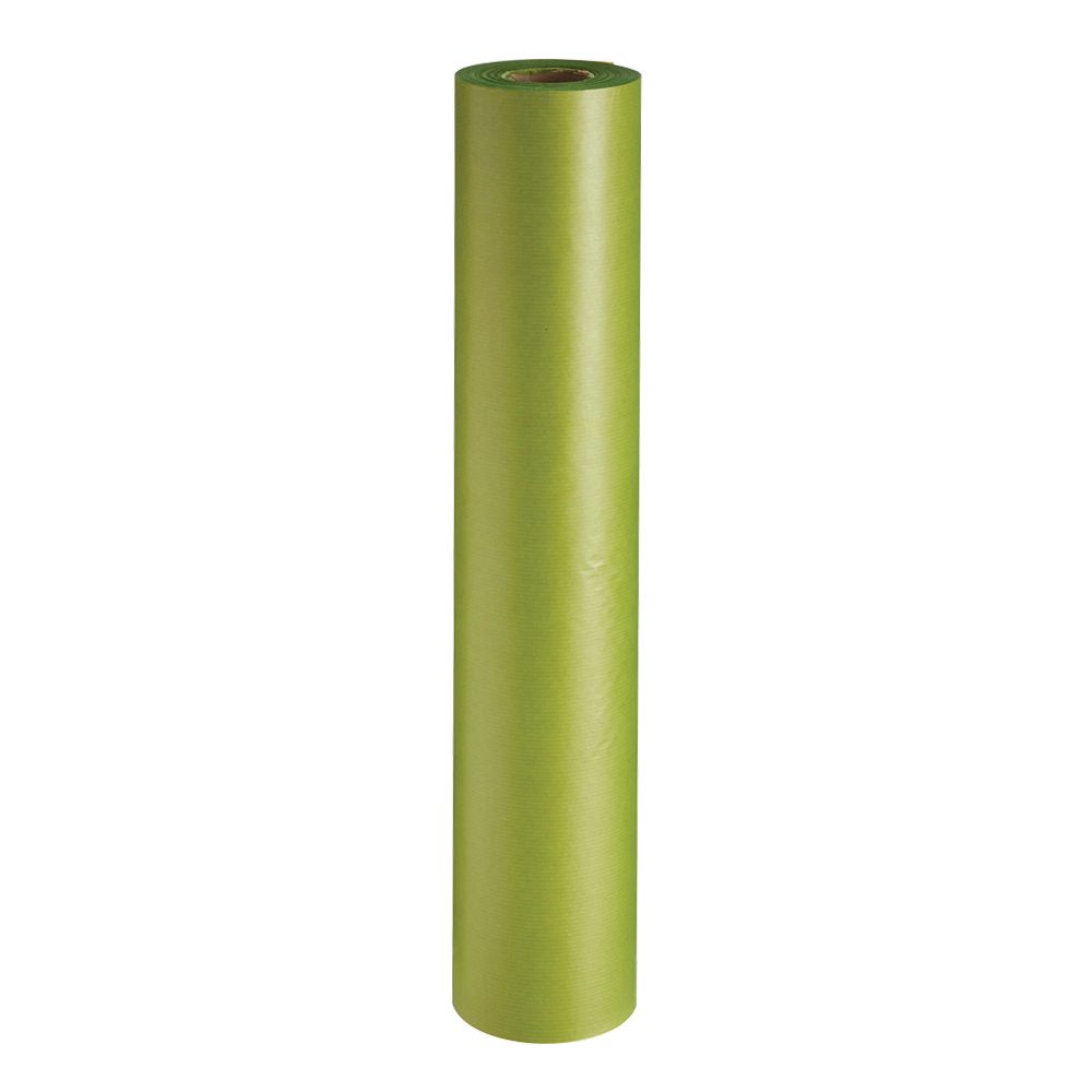 This image shows a roll of lime green kraft paper.