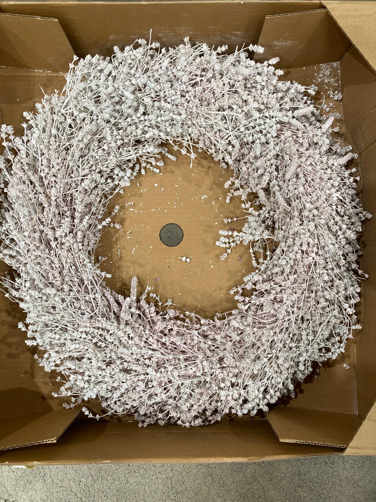 Linen Herb Wreath, Preserved, Misty White, 60cm - 2nd quality