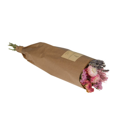 A bucket Floriëtte bouquets in brown paper