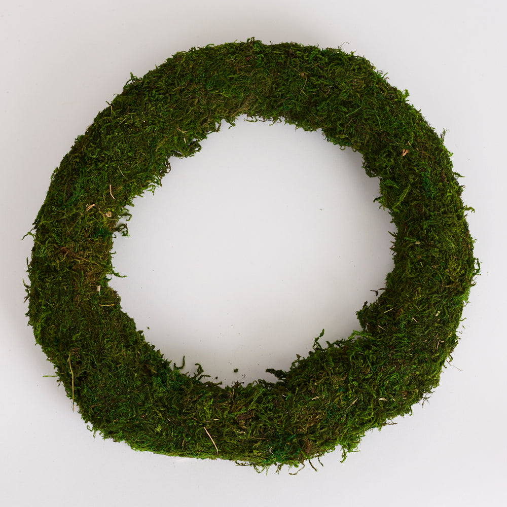 Moss Wreath Base, Dried, Green, Diameter 30cm