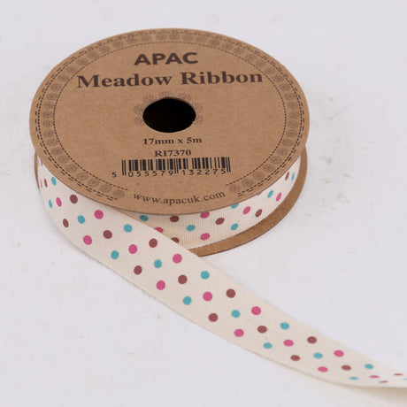 Meadow Ribbon, Dots, Burgundy, Pink, Turquoise