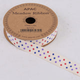 Meadow Ribbon, Dots, Red, Lilac, Navy
