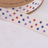Meadow Ribbon, Dots, Red, Lilac, Navy
