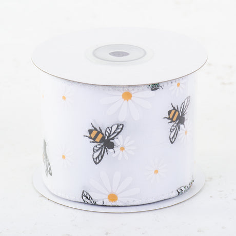 Busy Bee Ribbon, White, 64mmx10m