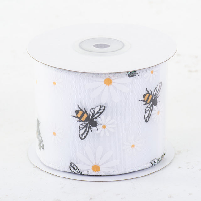 Busy Bee Ribbon, White, 64mmx10m