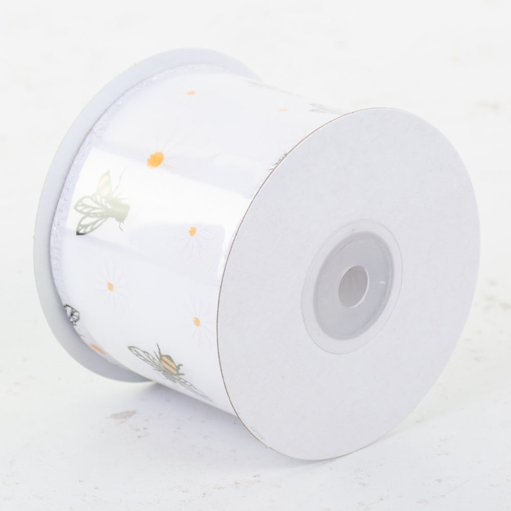 Busy Bee Ribbon, White, 64mmx10m