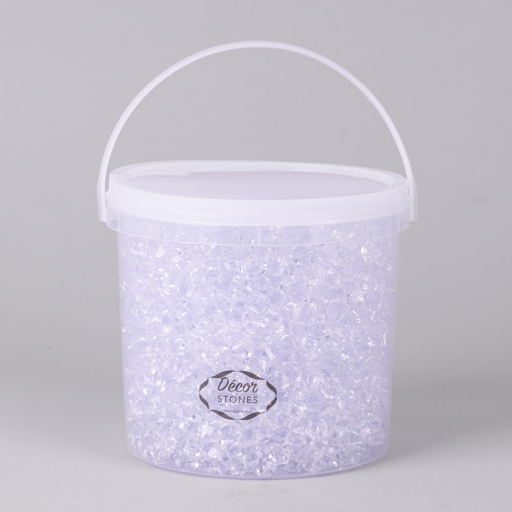 Acrylic Stones, Clear, 10-15mm, 1.6kg in a plastic tub