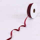 Amy Ribbon, Velour with Stitched Edge, Burgundy, 10mm x 9m