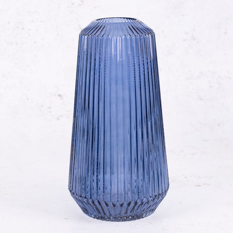 Flumet Vase, Glass, Blue, 16x30cm