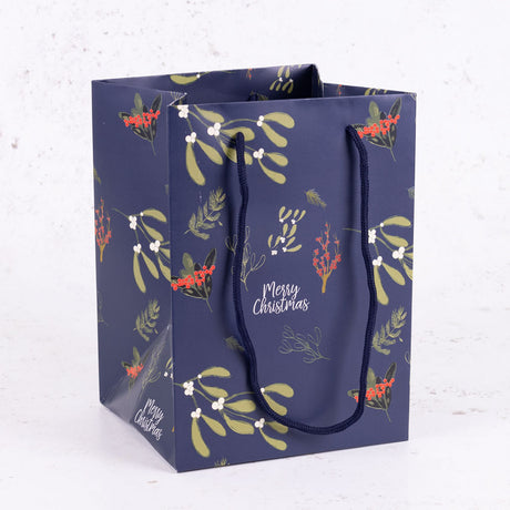 Porto Bag, Mistletoe & Berries, Navy, Pack x 10
