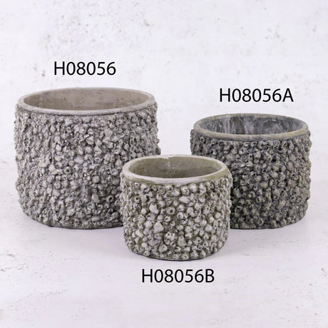 Pot, Textured, Fibre Stone, Grey, H11cm