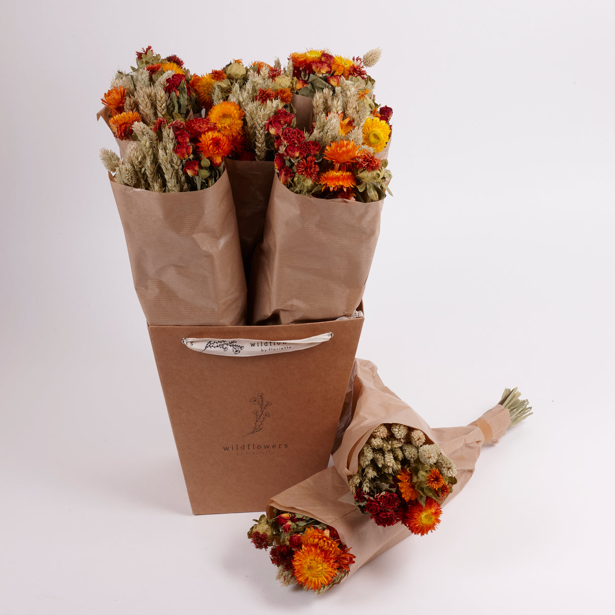 Bucket, Wildflower Bunches, Dried, Orange