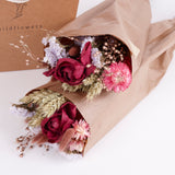 Bucket, Wildflower Bunches, Dried, Burgundy