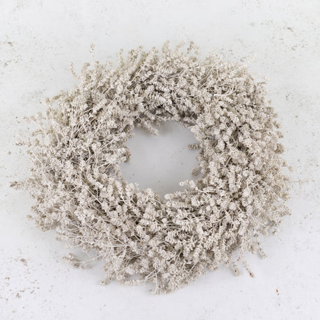 Wreath, Linen Herb, Preserved, Misty White, 45cm